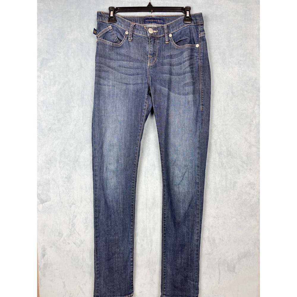 Rock & Republic Berlin Skinny Jeans Blue Denim Dark Wash Size 8M R010128